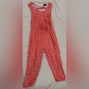 Heart Patterned Coral Kids One Piece